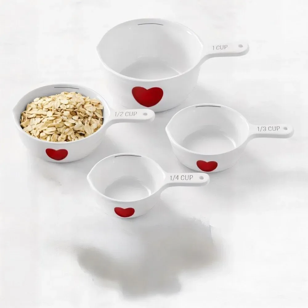Williams Sonoma Ceramic Heart Measuring Cups Set of 4